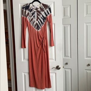 Young Fabulous & Broke Tie Dye Midi Dress Henna Pluto Jersey Knit Size S NWT